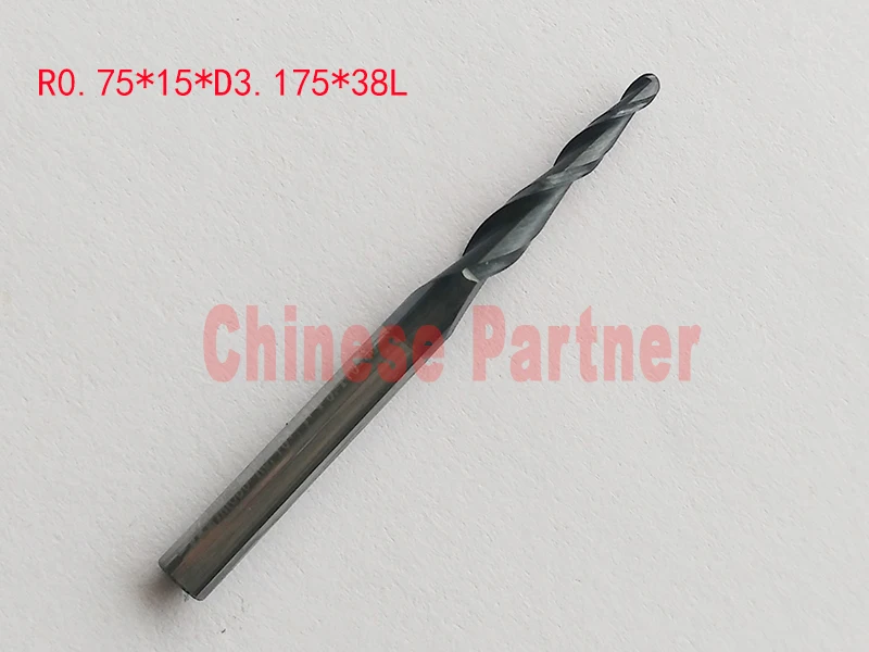 1pc R0.25/R0.5/R0.75/R1 1/8" 3.175mm shank HRC55 solid carbide  Tapered Ball Nose End Mills milling cutter wood Engraving tools