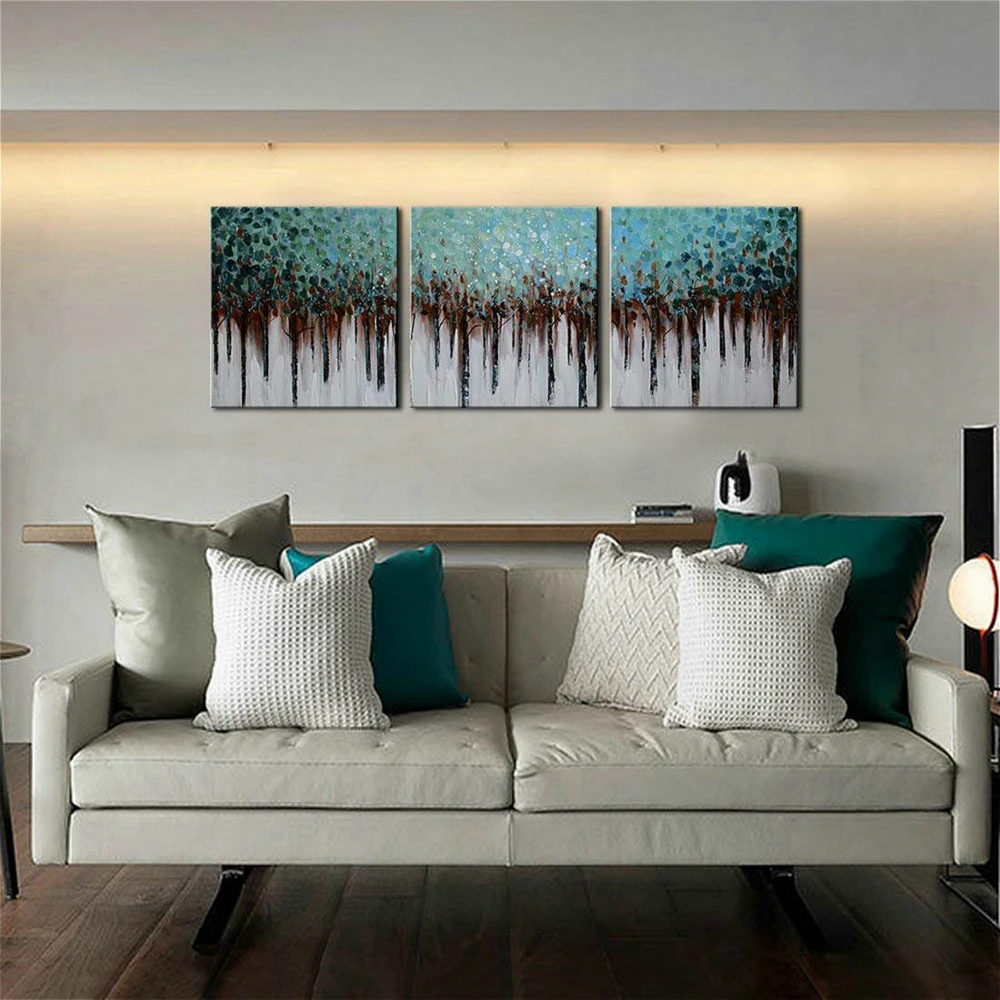 

Kitchen Office Wall Art Blue Forest Abstract Oil Canvas Painting for Living Room Modern Home Decor Handpainted Drop Shipping