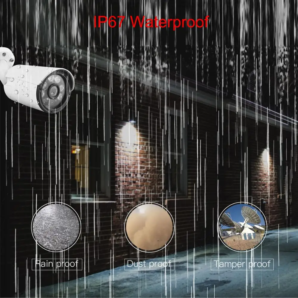 AZISHN-cámara IP de seguridad para el hogar, videocámara de 2,8mm de ancho, H.265, 2MP, 1080P, 25fps, impermeable, de Metal, red infrarroja, DC12V/POE