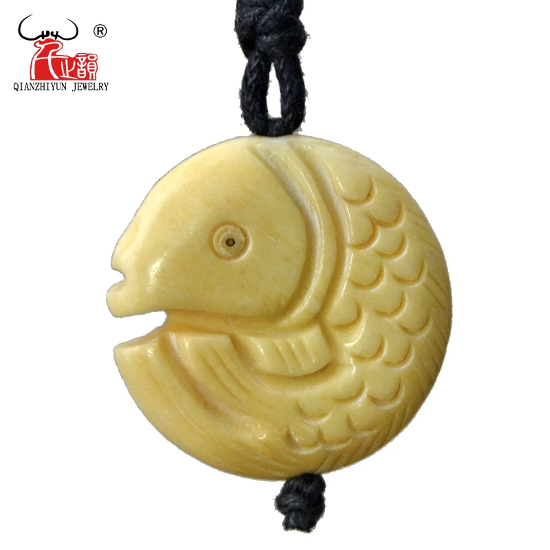 GX097 Hot Sale Yak bone fish jewelry Hawaii Surfer pendant women necklace Vintage yellow necklace handmade jewelry