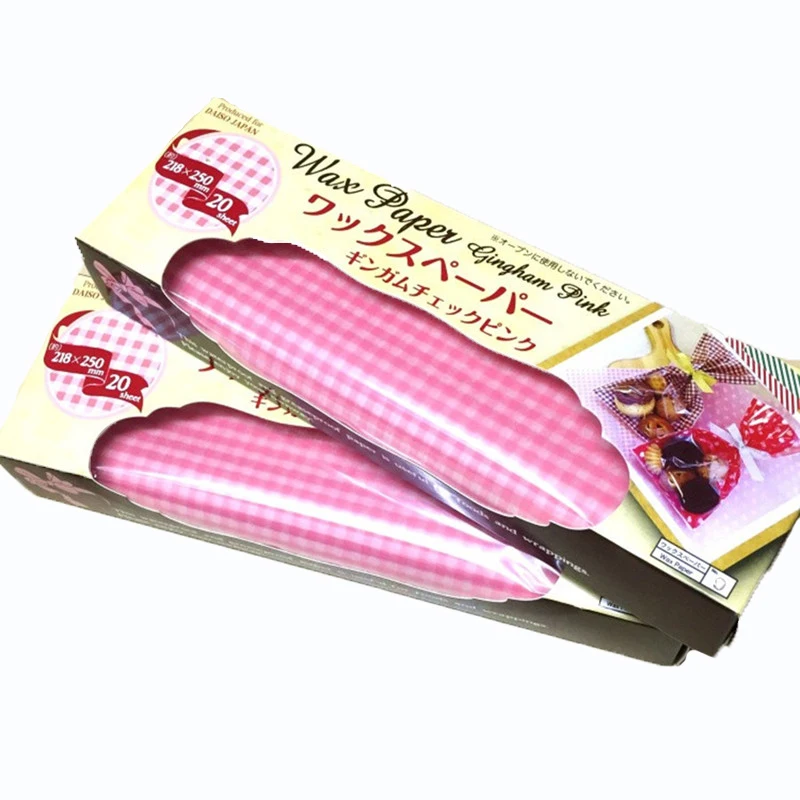 ワックスペーパーコーヒーチェッカーパターン、食品グレード、手動ヌガー包装機、グリッド図、耐油性、1パックあたり20枚、高品質