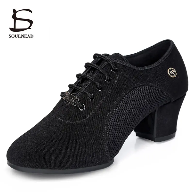 Latin Dance Shoes Woman Salsa Ballroom Dancing Shoes Women Practice Dance Shoes Middle Heel Ladies Modern Jazz Dance Sneakers