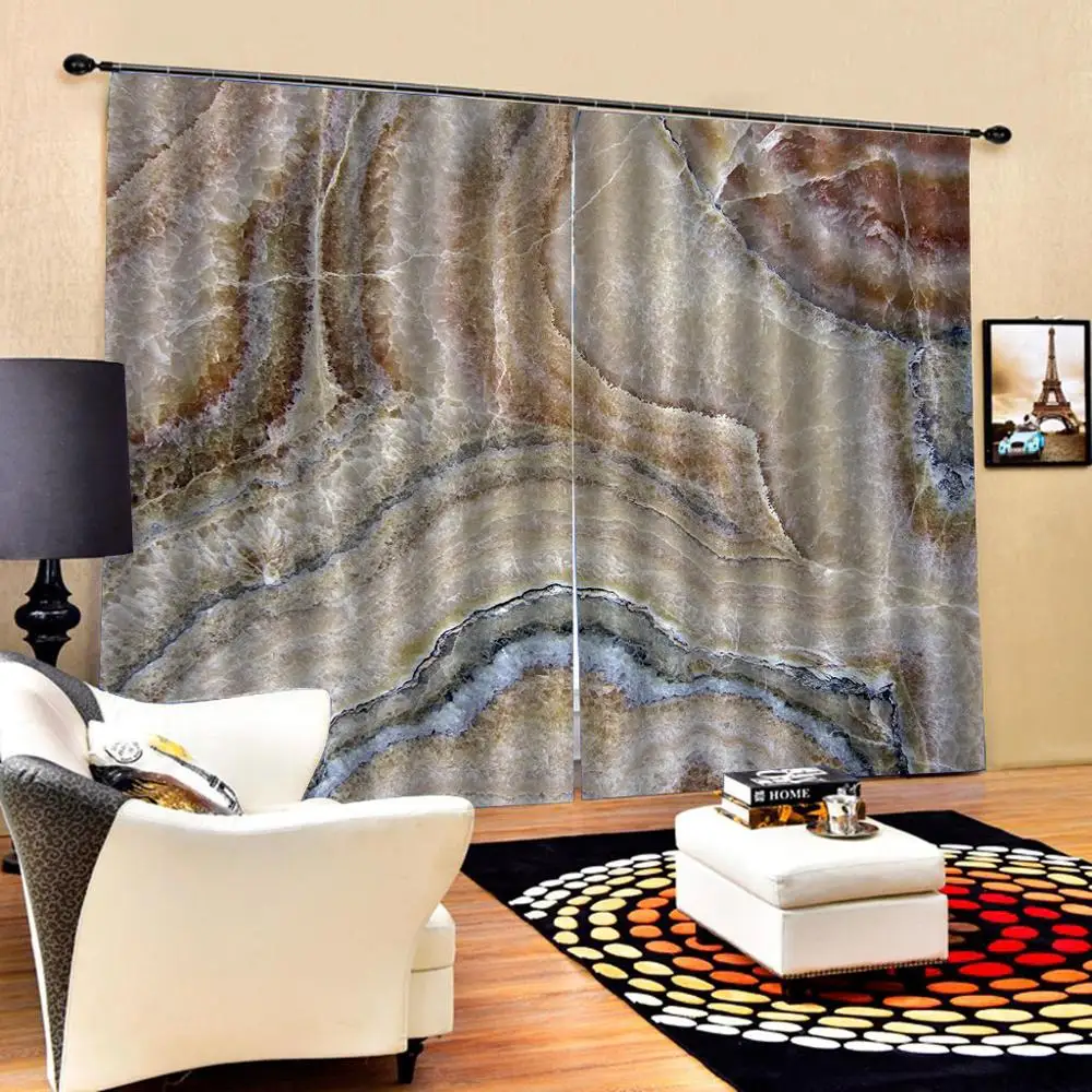 

Luxury Blackout 3D Window Curtains For Living Room Bedroom Customized size marble curtains