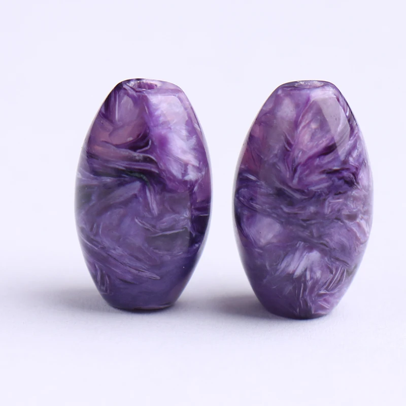 

one piece Charoite egg full hole purple for DIY jewelry making loose beadsFPPJ wholesale nature gemstone