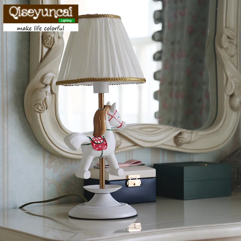 Qiseyuncai Children's Room Rotating Ballet Full Copper Table Lamp Bedroom Creative Dressing Table Bedside Lighting free shipping