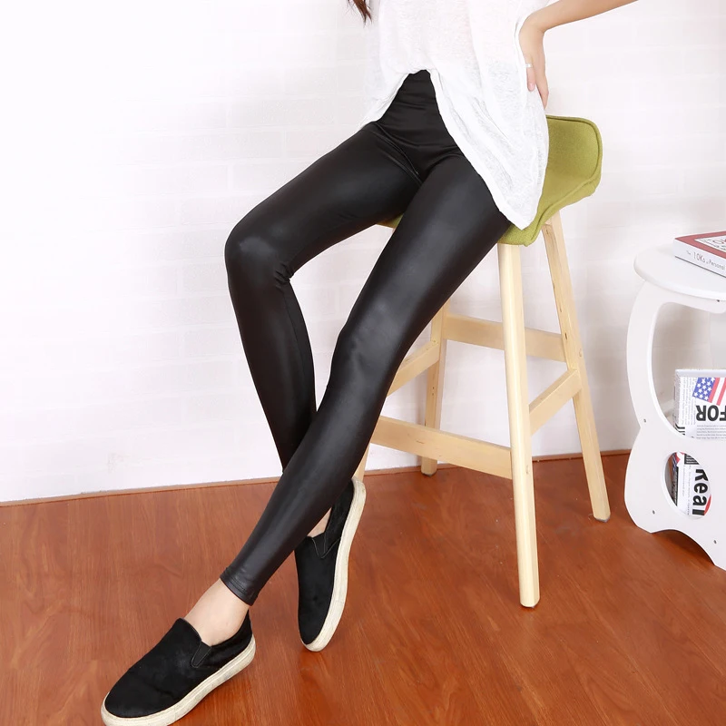 BIVIGAOS women leather look leggings sexy shiny wet look legging gothic legins punk rock spandex ankle pants trousers mallas