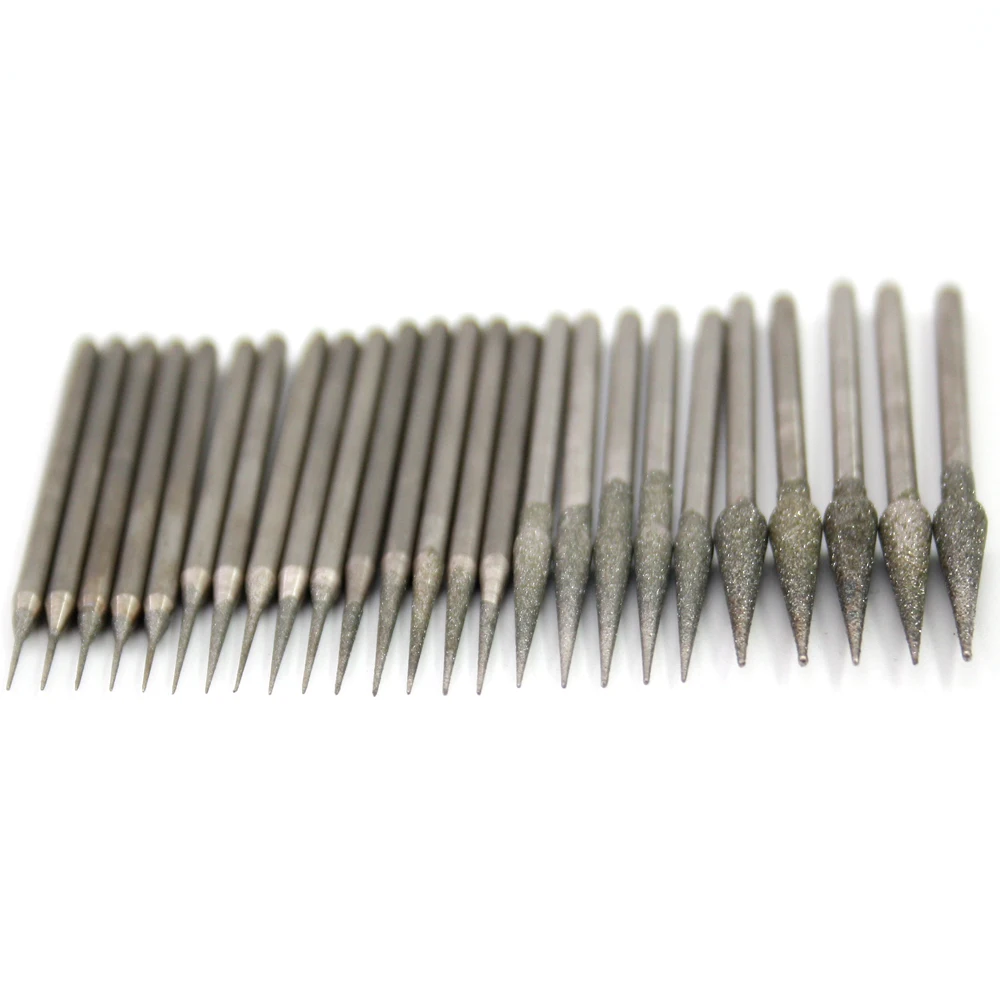 Shank 2.35mm D-Type Emergy Diamond Abrasive Bits jade Grinding Bits Teeth Grinding Needle for Die Grinder/Rotary Tools