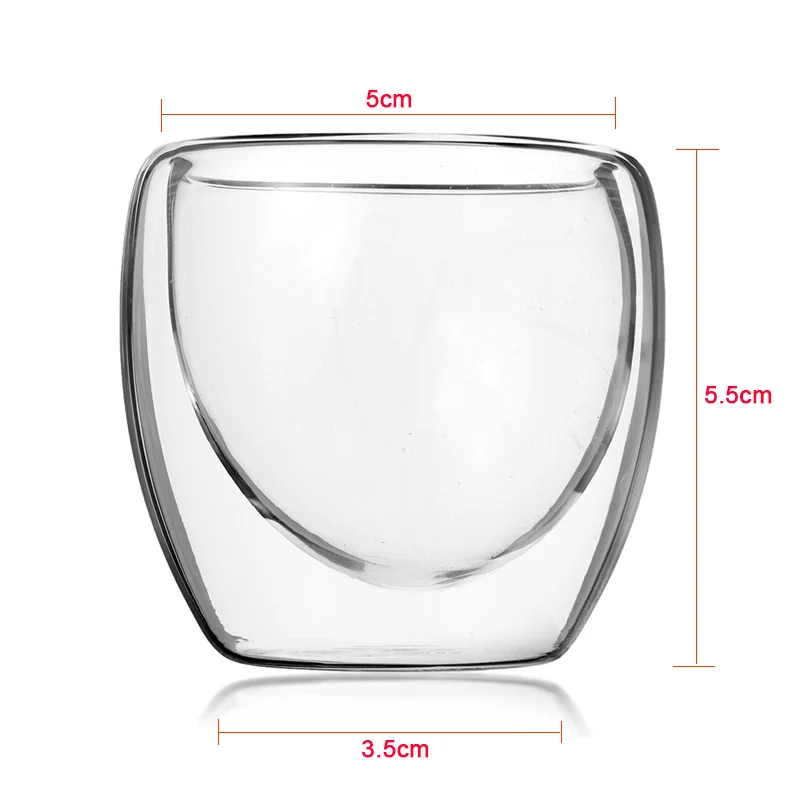Arshen 80ml Double Wall Glass Clear Handmade Heat Resistant Mini Tea Drink Cups Healthy Drink Mug Coffee Cups Insulated Glass