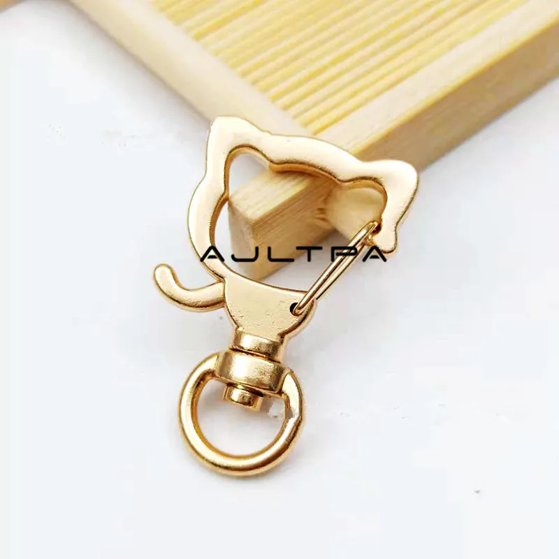 

200pcs 35x24MM Fashion Cat Shaped Carabiner Swivel Clasps Keychain Zinc Alloy Keyring Metal Keychain Couple Friend Gift H4773