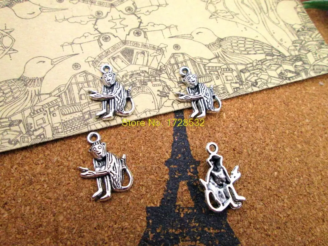 30pcs monkey Charms Antique Tibetan silver monkey charm pendants 20x14mm