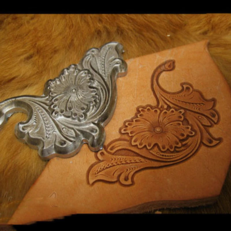 8*6cm DIY designer leather craft vintage floral corner wallet stamping printing mould