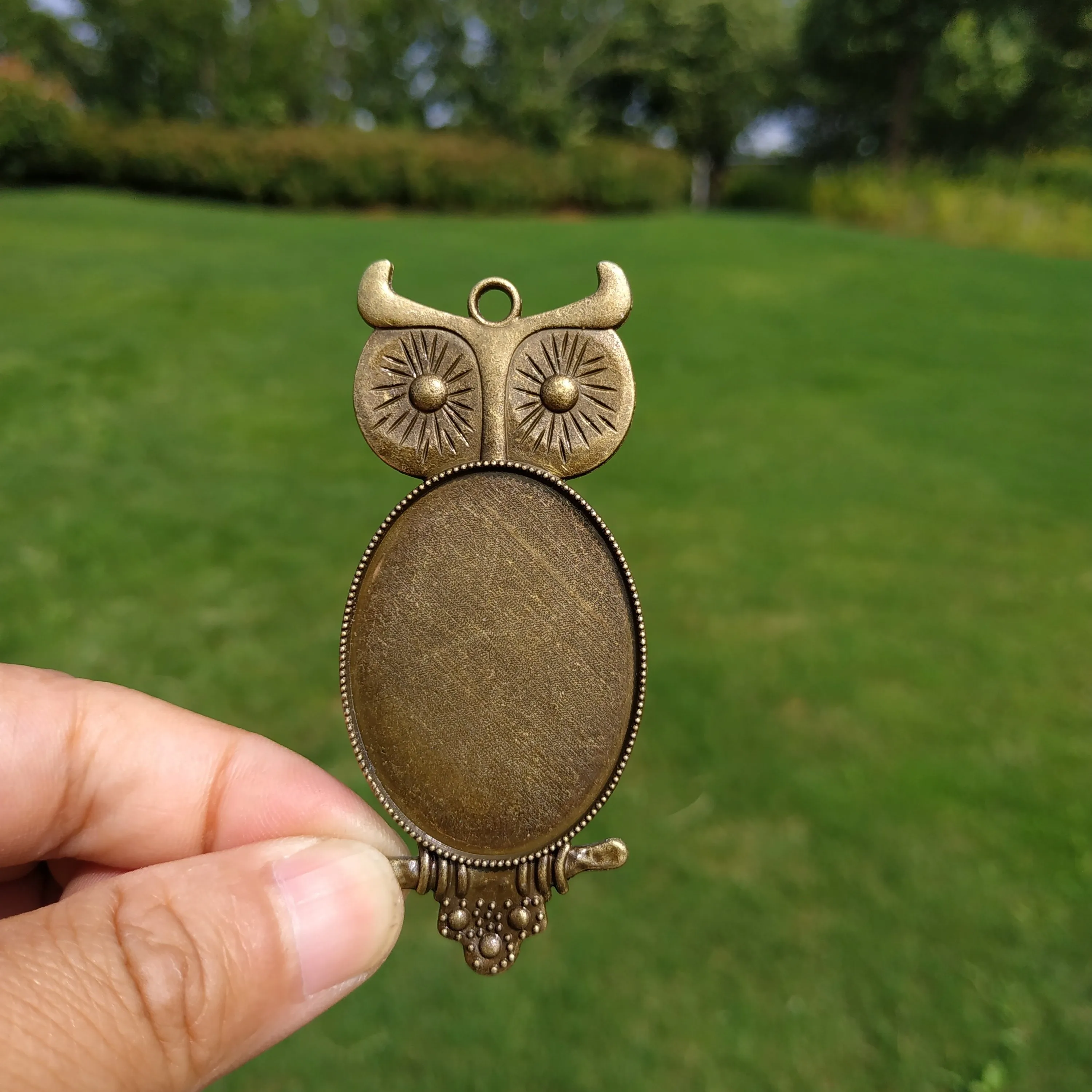 5 Pcs/lot 18-40mm Antique Bronze Cabochon Cameo Base Setting Jewelry Making Findings Oval Square Owl Necklace Earring Pendant