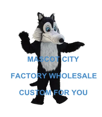 

Plush Forest Animal Mascot Black Wolf Mascot Costume Adult Size Cartoon Character Carnival Outfit Suit Fancy Dress SW846