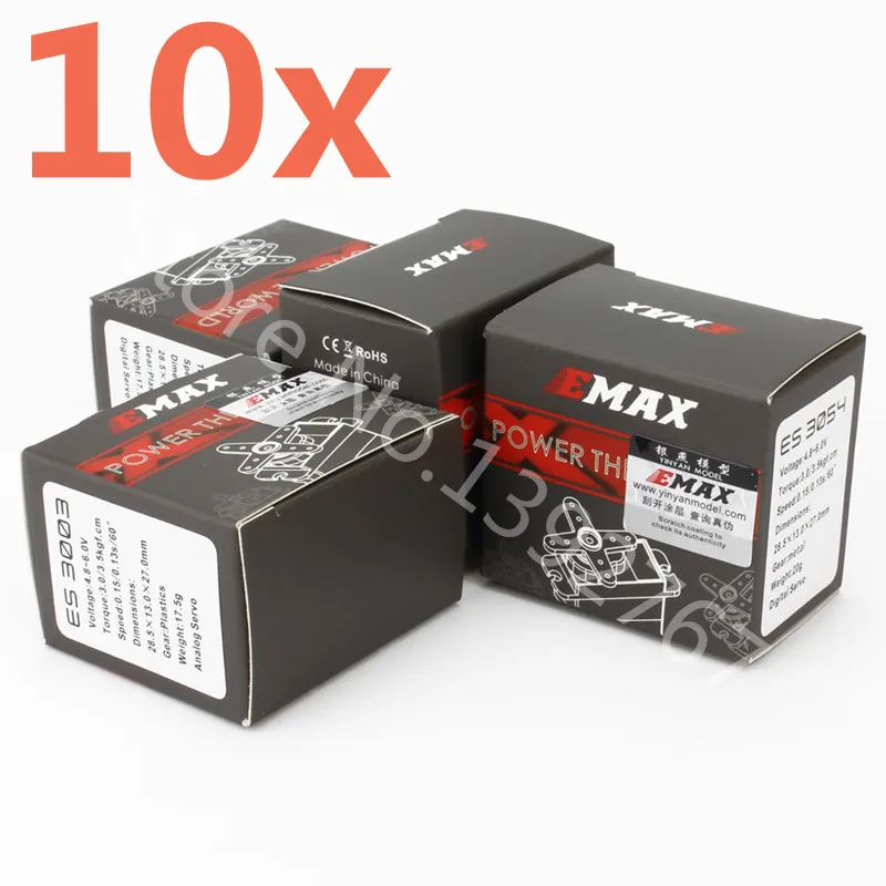 

10Pieces Original Analog Servo Motor With Accessories EMAX ES3003 17g 4.8~6.0V 3.0/3.5Kg 23T For RC Helicopter Airplane