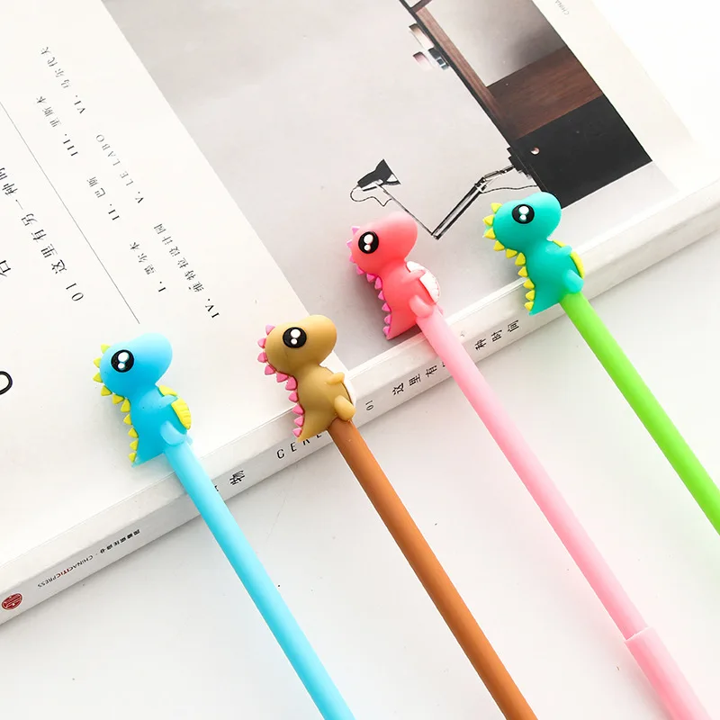 

36 pcs/Lot Dinosaur gel pen Cartoon school writing pen 0.5mm ballpen Black color Cute Stationery items School supplies F453