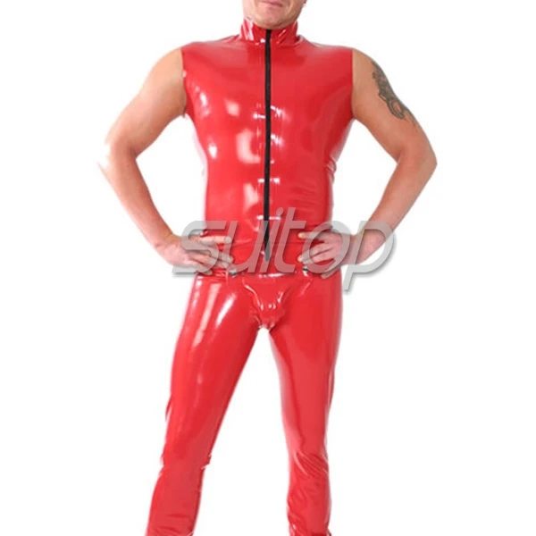 

Suitop red color sleeveless latex codpiece for men