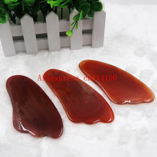 50 pcs/lot Natural Agate guasha Carnelian Gua Sha Body And Face Massage Tool Acupuncture