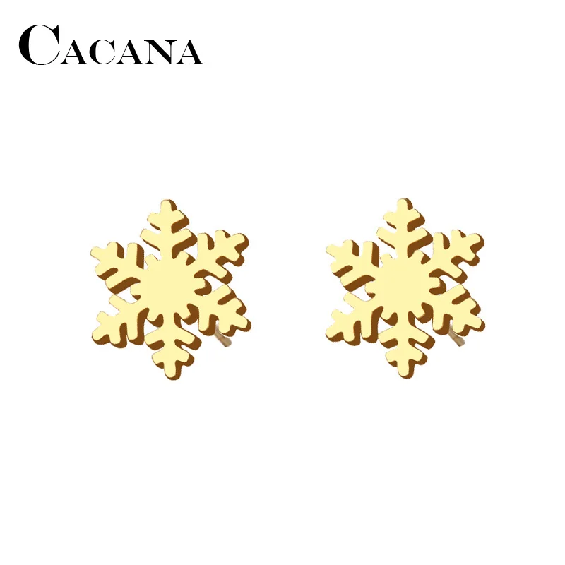 CACANA Stainless Steel Stud Earring For Women Man Snow  Silver Color Lover\'s Engagement Jewelry Drop Shipping