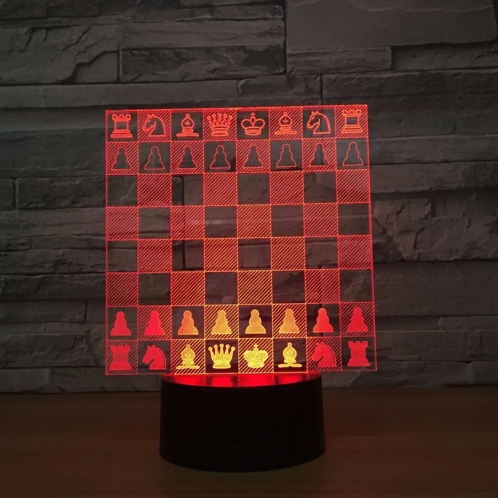 

Chess Chessboard Home Decoration 3d Night Light Lovely 7 color change 3D Lamp Christmas decorations gift for baby room lights