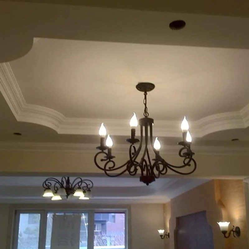 retro black iron candle light 6 8 lights big chandelier lamp for living dinning room foyer hanging chain light