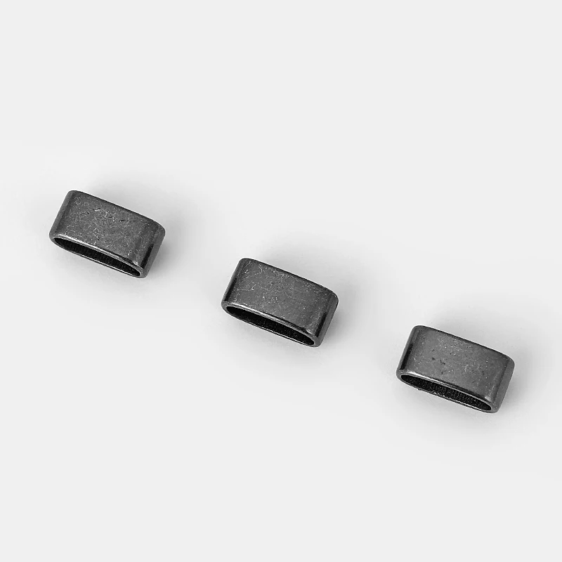 10pcs Flat Slider Charms Beads Spacer Gun Black For Two Strand 5mm Round Leather/10*5mm Leather Cord Bracelet Jewelry Findings