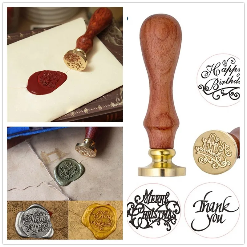 

Unique Wood Handle Wax Seal Stamp Wedding Custom/Greetings Envelope Seal Scrapbooking Greetings Wax Seal Stamps