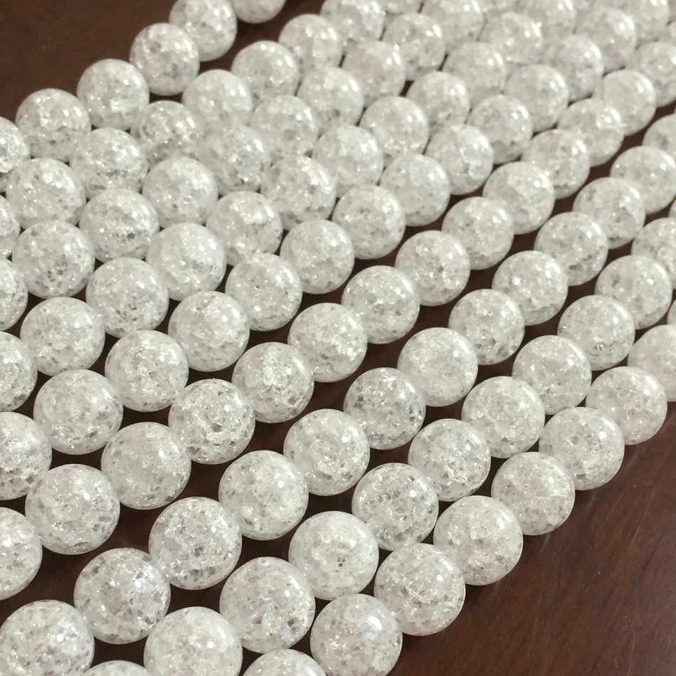 Beautiful white frizzling crystal glass round 8mm 10mm 12mm unique gems loose beads diy jewelry making 15 inch YE0013