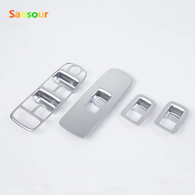 Sansour Window Switch Cover For Volvo XC60 S60/L V60 Chromium Window Button Panel Sticker 2014-2016 Car Styling Accessories