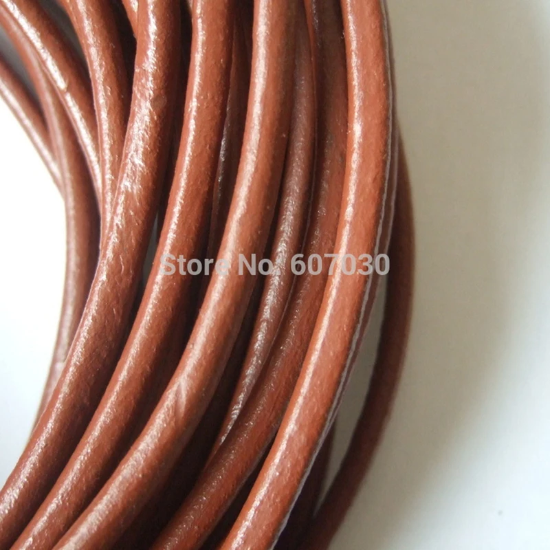 2 meters 5mm round light brown genuine leather cords