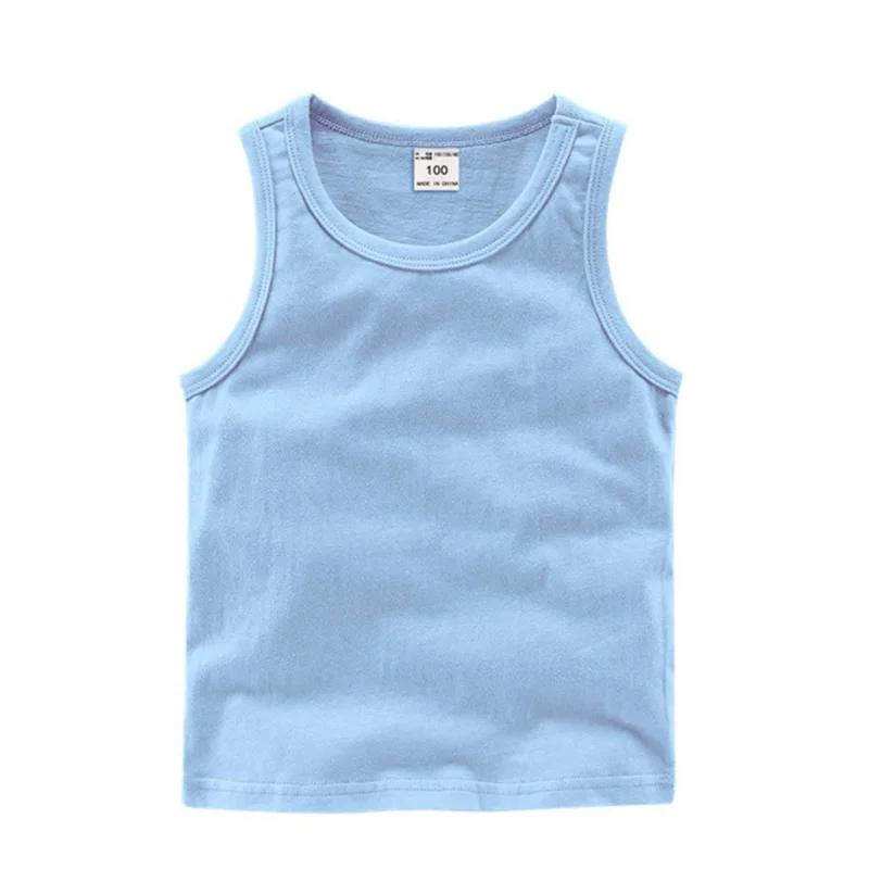 DE PEACH Summer Cotton Children Vest Tshirt For Boys Girls Kids Sleeveless Tops Toddler Baby Boys Girls Clothes For 1-12 Years