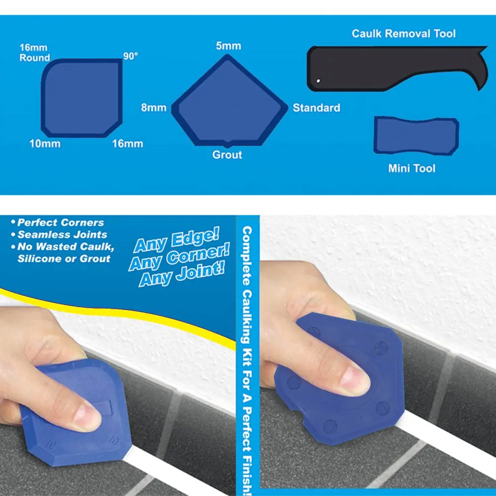 Kit de ferramentas de calafetagem, raspador de rejunte, removedor de calafetagem, bico de calafetagem e tampas, ferramenta de acabamento de selante