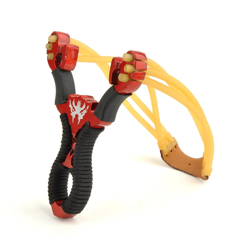 Red Alloy slingshot, outdoor hunting fishing shooting a slingshot. Outdoor shooting toys, children's classic toys.