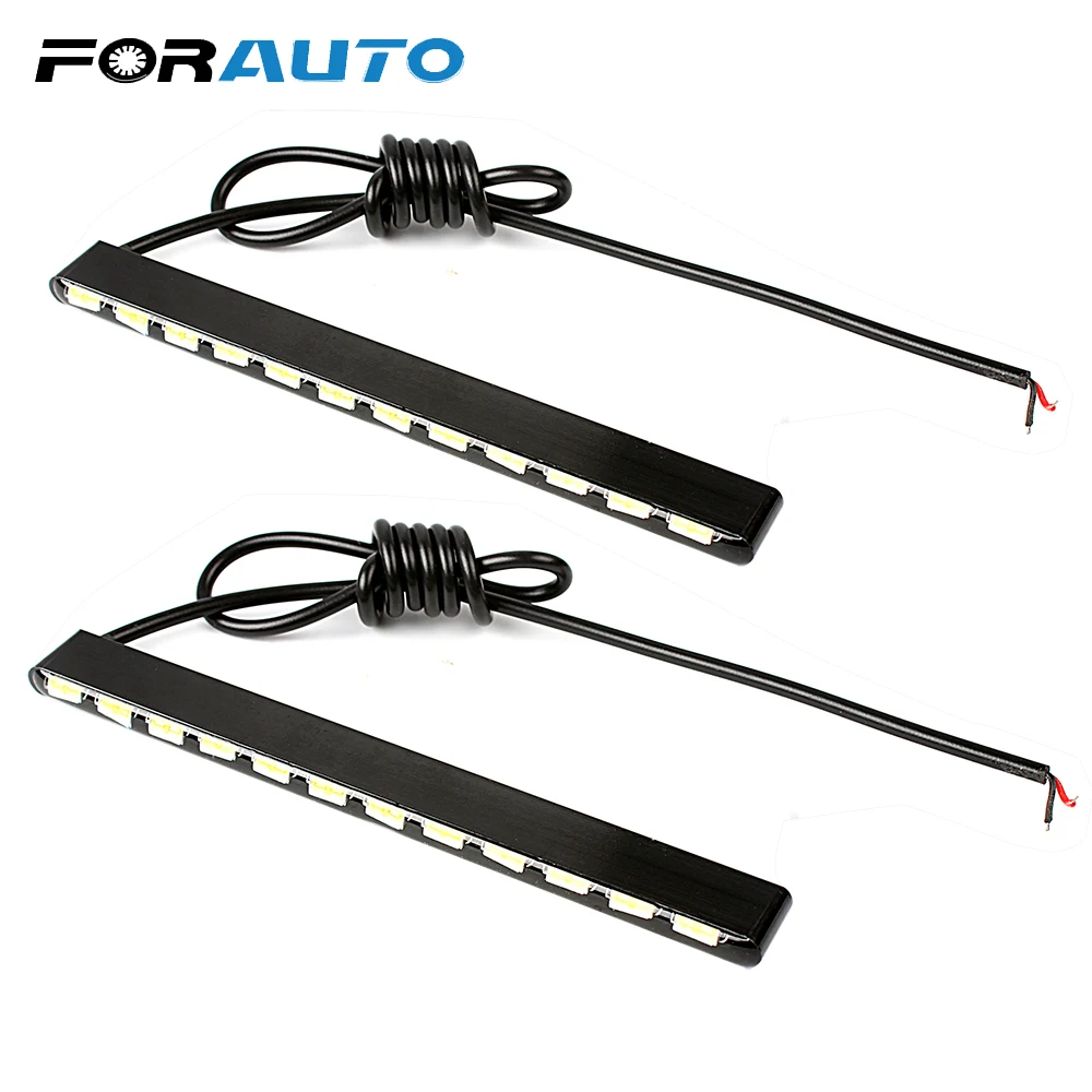 

2 Pcs Car DRL Daytime Running Lights SMD Aluminum Housing 12 LEDs Led Strip Daylight 7030 Source Fog Light