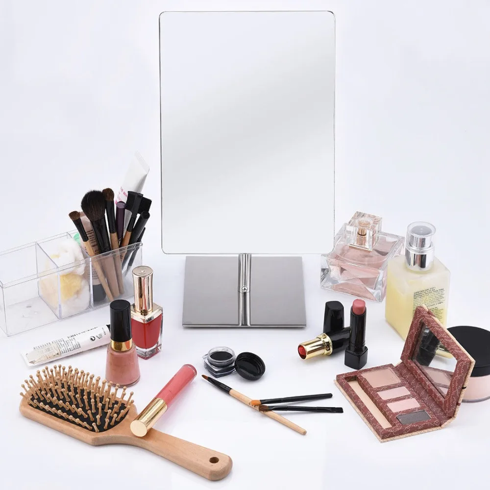 smartloc 9 inch Iron Rectangle Stand Bath Mirror Bathroom Makeup Mirrors Cosmetic Accessories Dressing Table Tools Vanity 180°