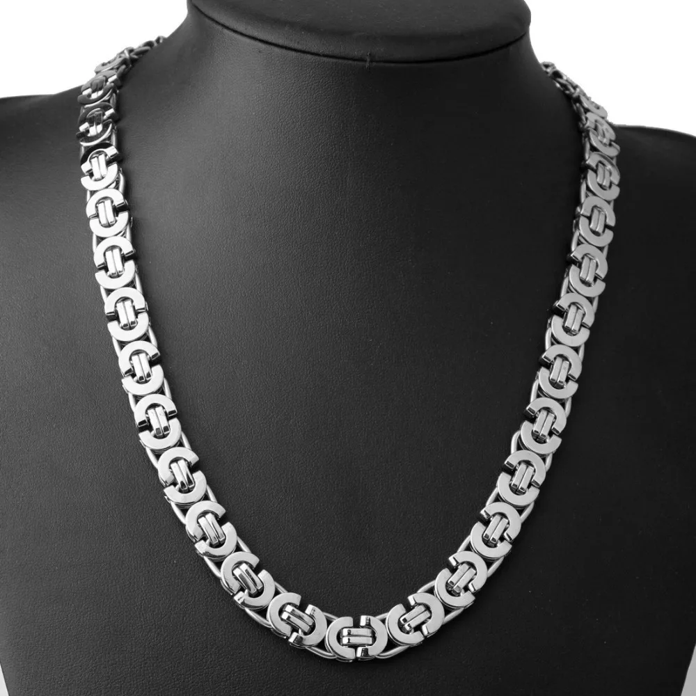 6/8/11MMWide Popular Jewelry Stainless Steel Silver Color Handmade Byzantine Flat Chain Men Women Necklace Or Bracelet 7-40\