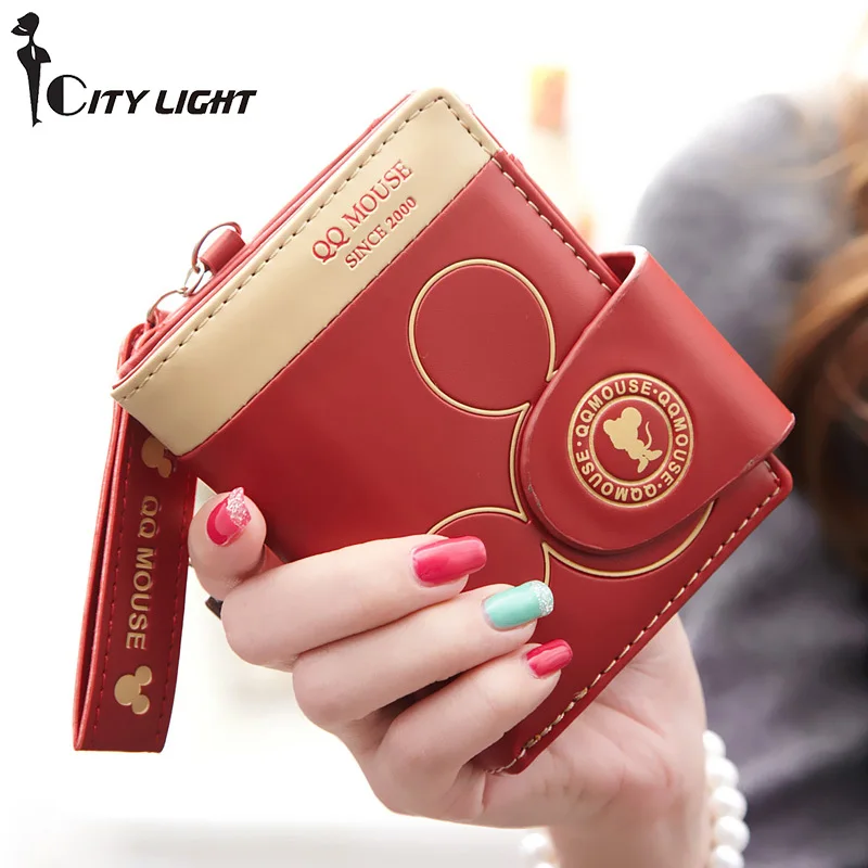 2018 PU Leather Women Wallet Mickey Design Wallet Fashion Hasp Zipper Coin Pocket Women Purse for Credit Cards carteras mujer