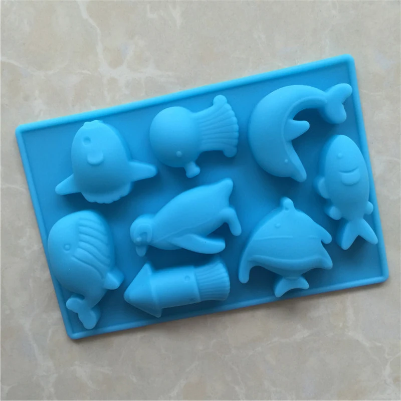 1pcs Marine World CreatureSilicone Chocolate Mould Fashion Simple Kitchen Bakeware Cake Tool Birthday Cake Decoration Supplies