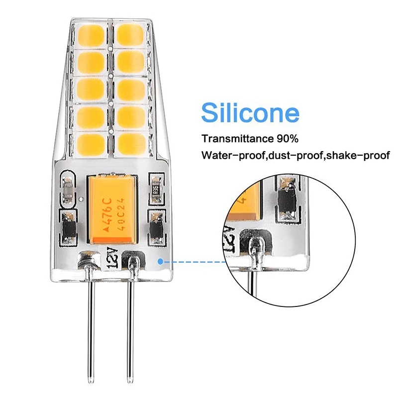 6pcs G4 LED Lamp 12V AC DC 3W Waterproof Lampadas LED G4 Bi-Pin base Bulb 2835 SMD 20LED Light Bulbs Equivalent 30W Halogen