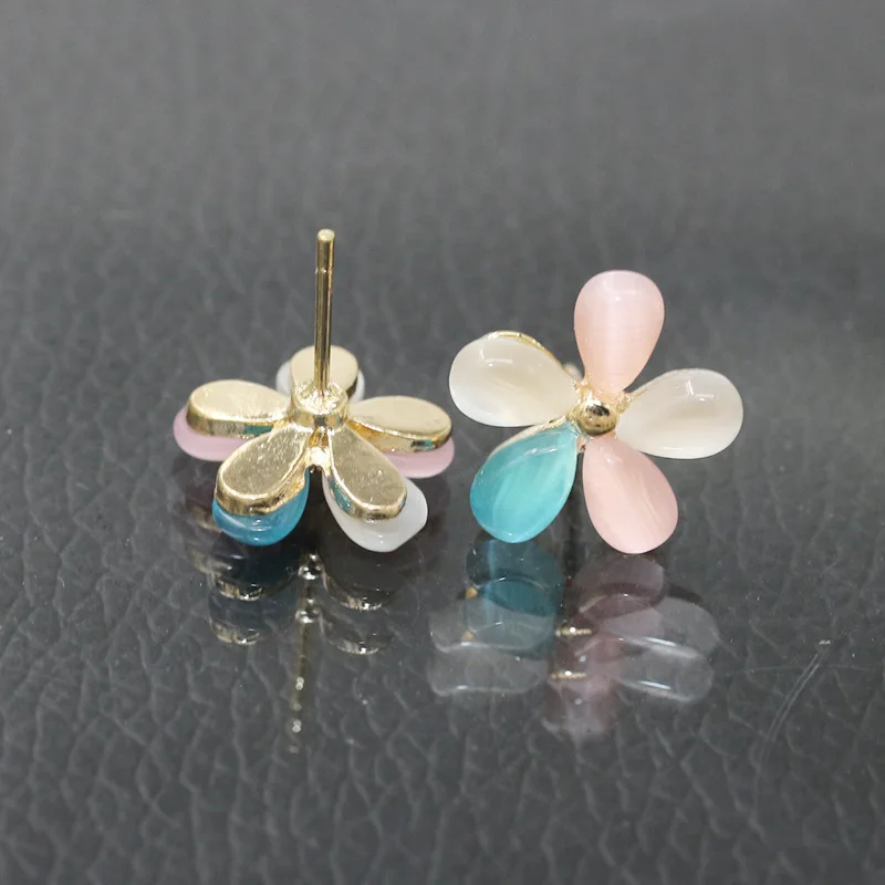 1 pair Lovely opal Flower Ear Studs female jewelry accessories