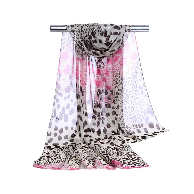 Brand New Autumn And Winter Fashion Women Long Chiffon Scarves Leopard Print Shawl All-match Lady Soft Scarf