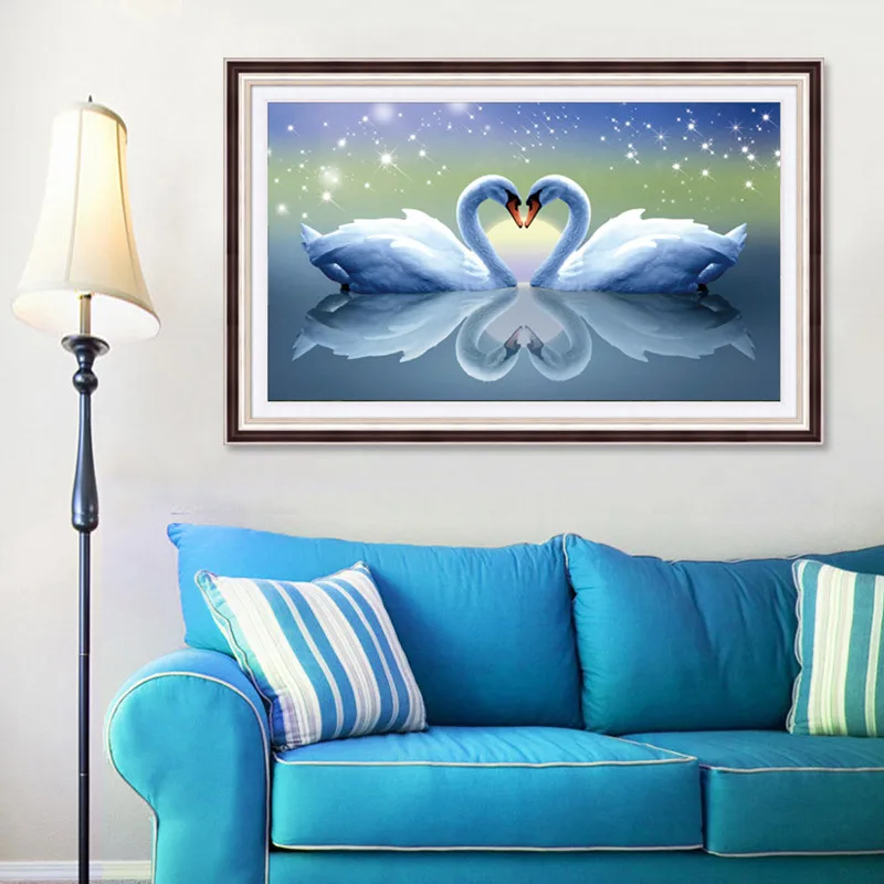 

Алмазная мозаичная вышивка своими руками, пара лебедя, сердце до сердца, свадьба, алмазная живопись, вышивка крестиком, 3D, украшение для продажи