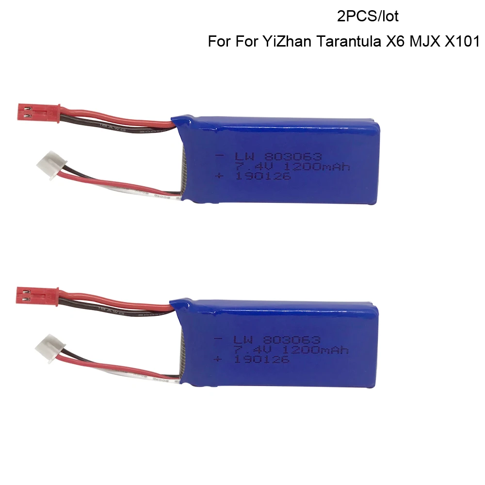 2PCS/lot Battery  for Yizhan Tarantula X6 7.4 v 1200 mAh JST For WLtoys Quadcopter Drone for V666 V262 V323 Helicopter toy parts