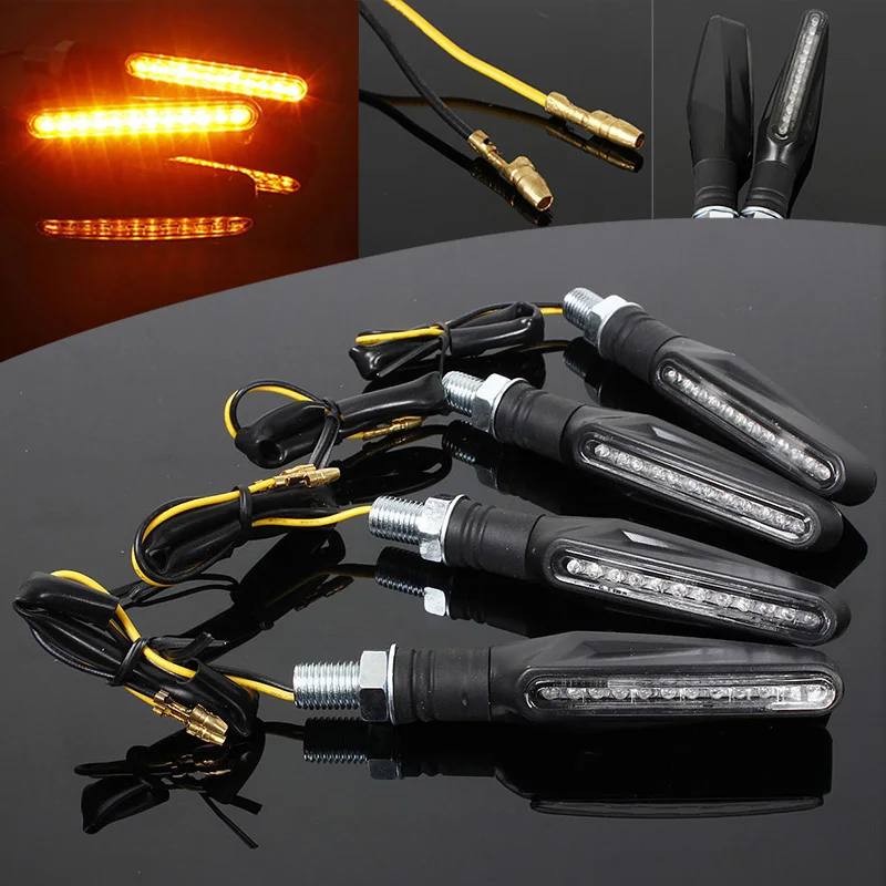 4pcs Universal 12LED Motorcycle ATV Turn Signal Indicator Light Blinker Amber