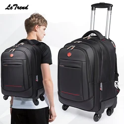 Letrend Rolling Luggage Spinner Backpack Shoulder Travel Bag High Capacity Suitcase Wheels Multifunction Trolley Carry On Trunk