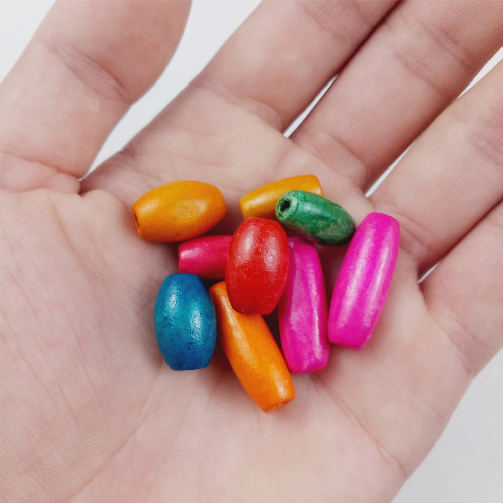 23*8/10*6/8*5/6*4mm 30~300pcs Oval DIY Cheap Beads Handmade Colored Natural Wood Beads For Bracelet Necklace Jewelry Making