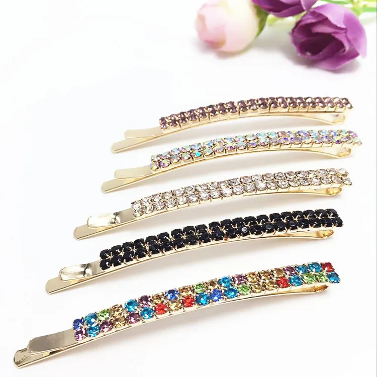 1PCS Fashion Double row Pearl rhinestone side clip Accessories For Women Girls Hairclip Headwear