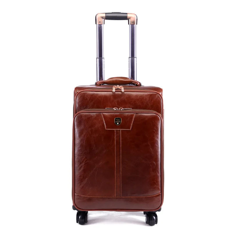 Letrend Luxury Man Rolling Luggage Spinner 16 inch Business Cabin Trolley PU Leather Trunk Women Suitcases Wheels Travel Bag