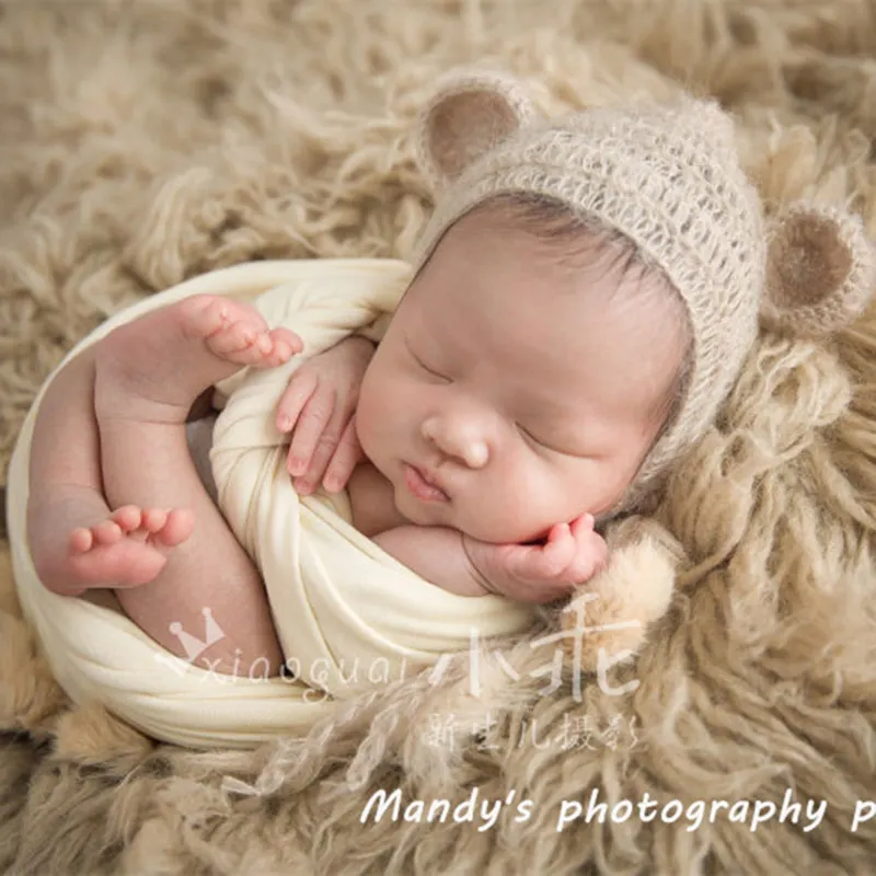 

Newborn bear hat photography props,mohair hat photography props