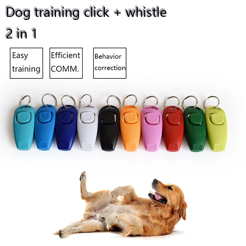 Dog Training Clickers 2 In 1 Whistle and Clicker Pet Training Tools Set with Wrist Strap for Dogs Cats Birds and Small Animals