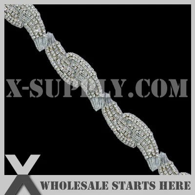 

New Arrivals Iron On Crystal Rhinestone Applique Bridal Trimming,X1-RAT1261